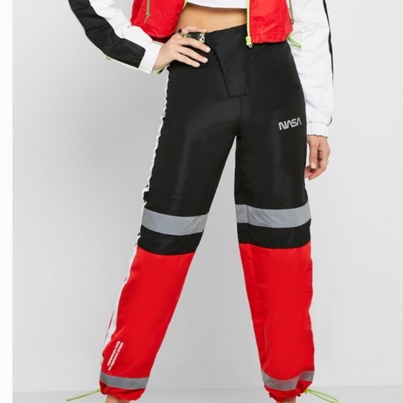 Forever 21 NASA Reflective High Rise Wind Pants, Athletic Pants, Nylon Pants - Picture 1 of 12